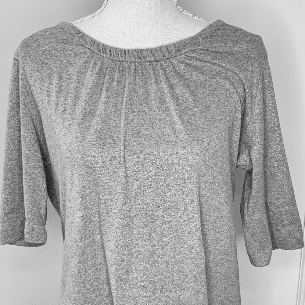 Plus Size 16W/18W Metallic Gray Sparkle Top Shirt